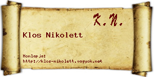 Klos Nikolett névjegykártya